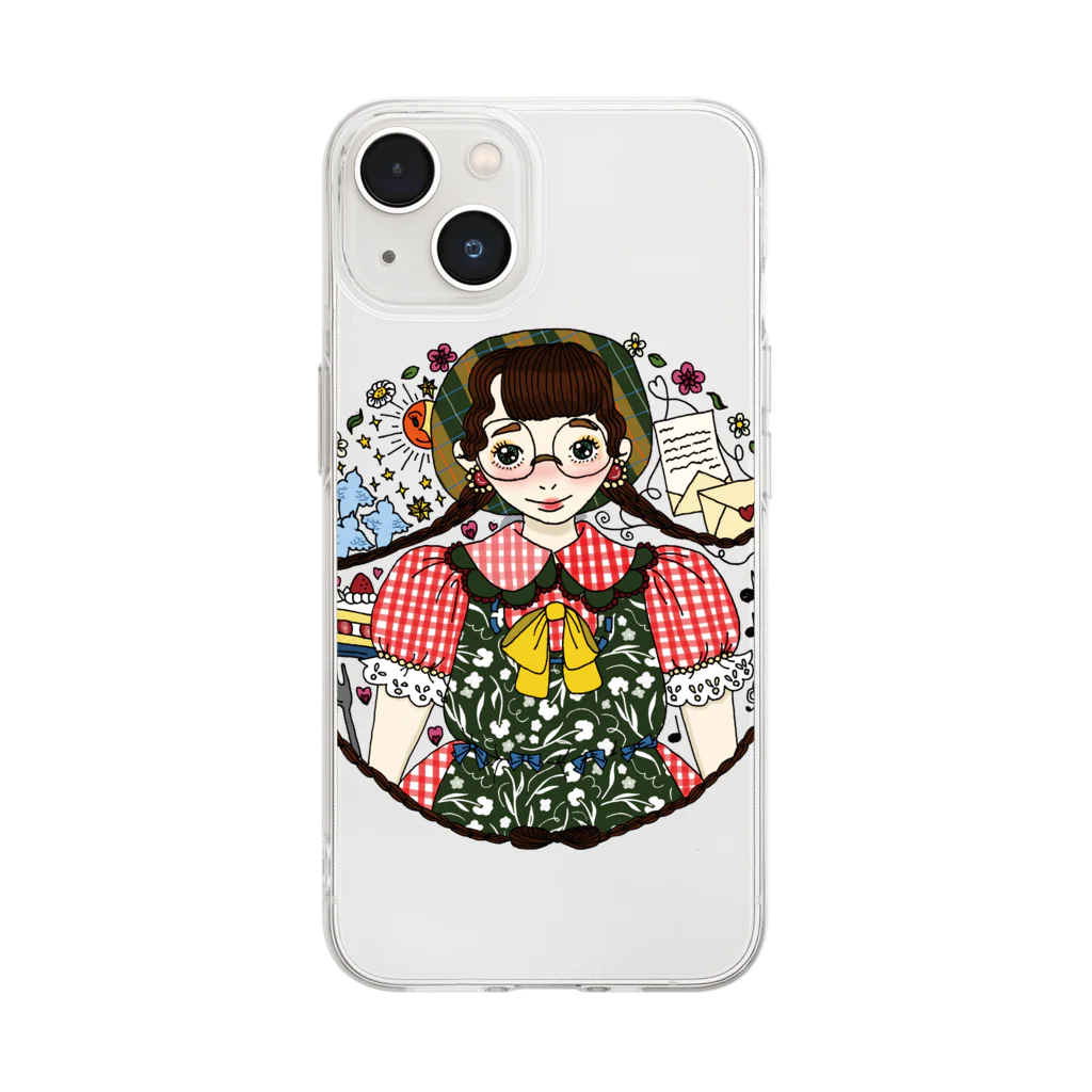 金曜日のアイ👒💰🦅のおさげでメガネの女の子 Soft Clear Smartphone Case