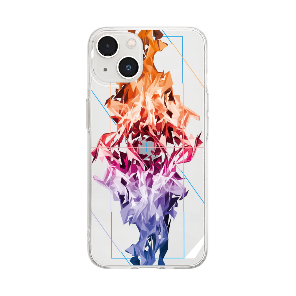 Drecome_Designのポリゴンフレイム Soft Clear Smartphone Case