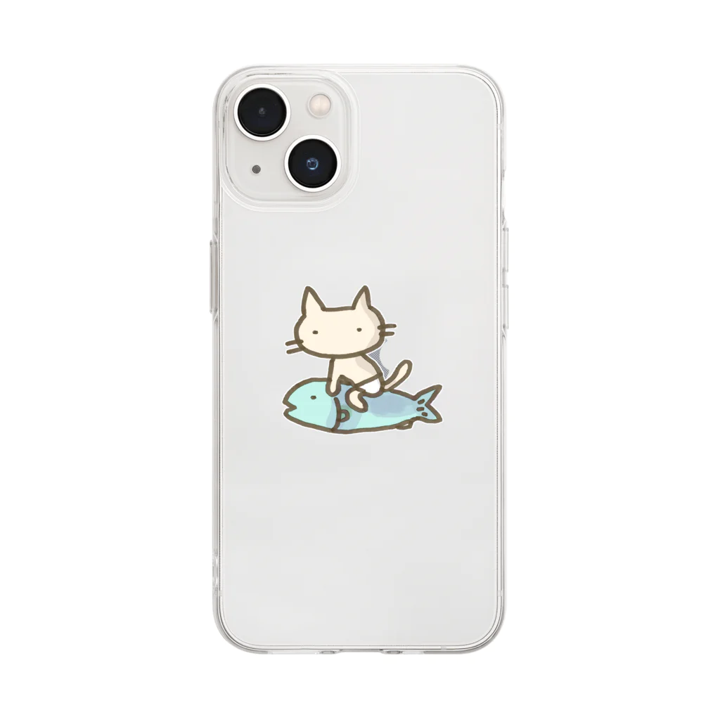 さくらもち市長のSUZURI商店の【ワンポイント】パンツねこ移動中 Soft Clear Smartphone Case