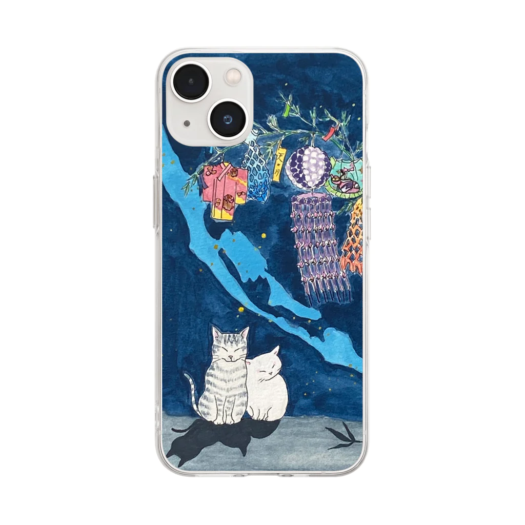 アトリエ・猫のHitaiの七夕さま（たにゃばたさま） Soft Clear Smartphone Case