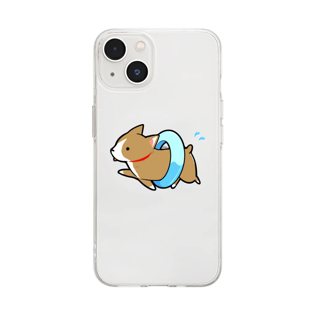 かわいいコーギーのswim Soft Clear Smartphone Case