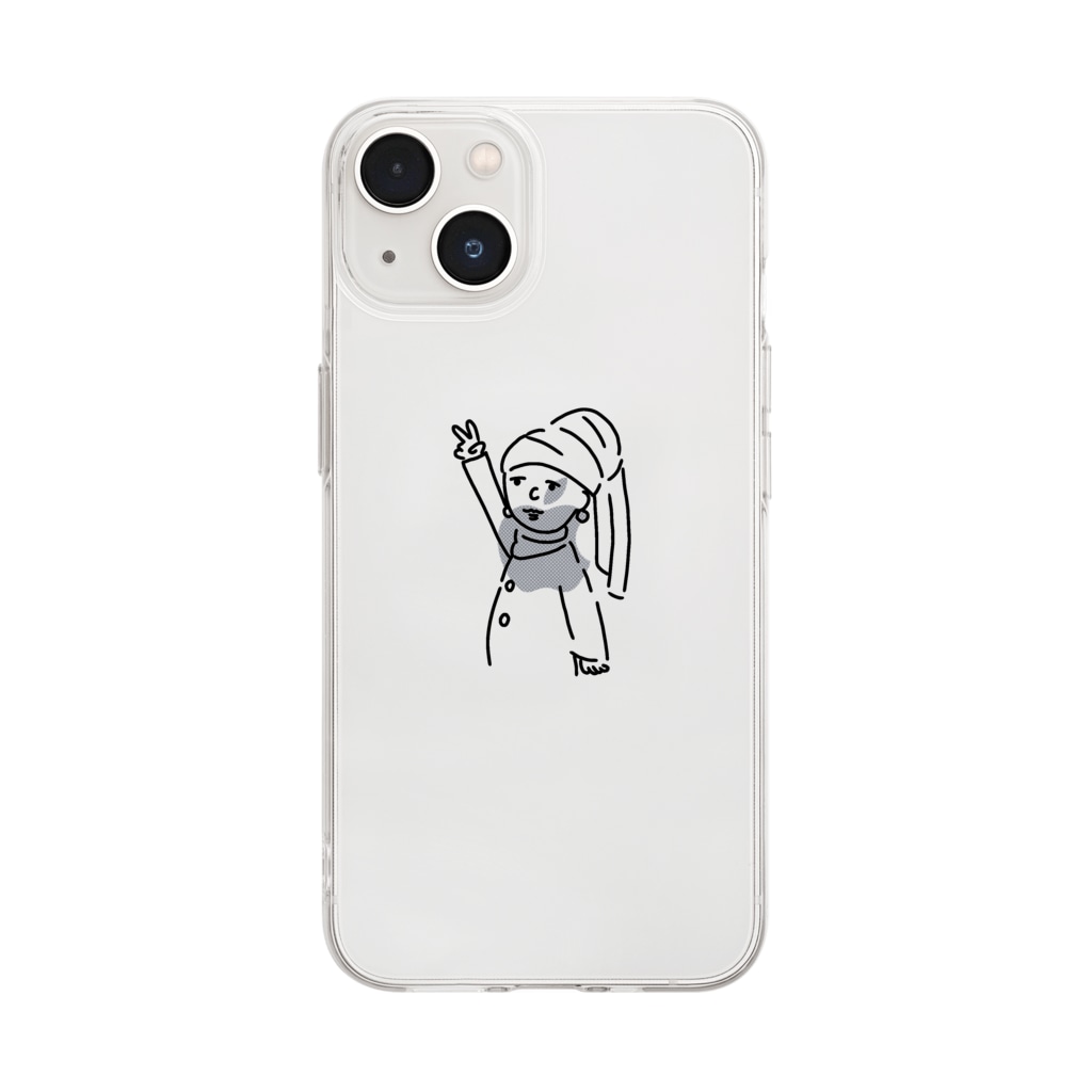 リノノエ(個性的カラフル)のフェルメールピース Soft Clear Smartphone Case
