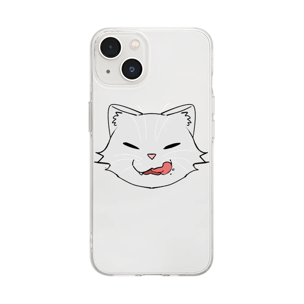 ゆかいな黄身店のまんぷくにゃんこ Soft Clear Smartphone Case