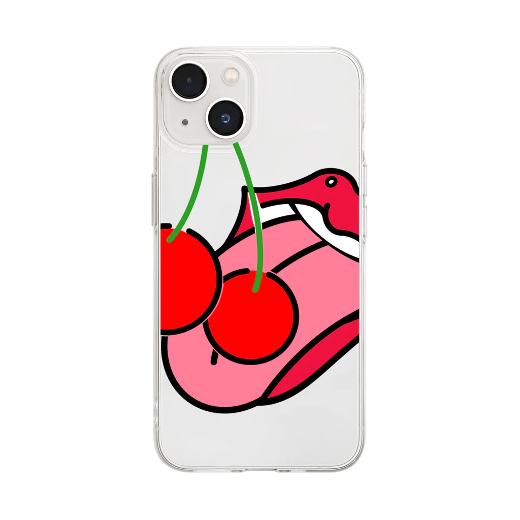 Red CherryのCherry kiss Soft Clear Smartphone Case