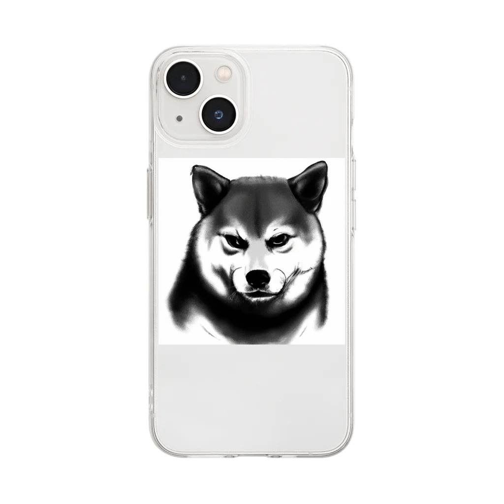 EDEN MICHAELAの悪い顔した柴犬(色選択可能) Soft Clear Smartphone Case