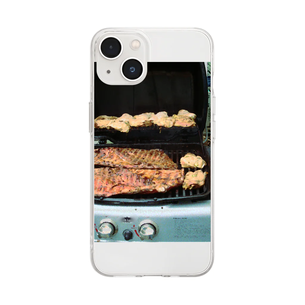 thatoneusernameのアメリカンBBQ Soft Clear Smartphone Case