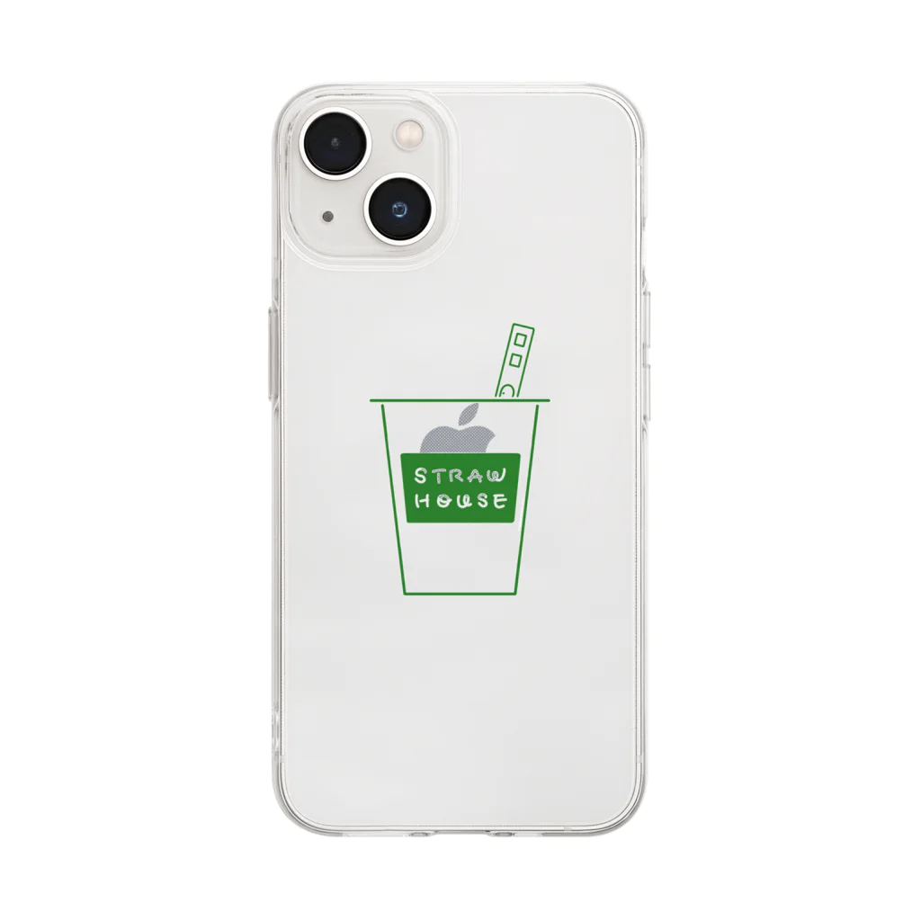 おべんとばこのストローハウスストロー（緑） Soft Clear Smartphone Case