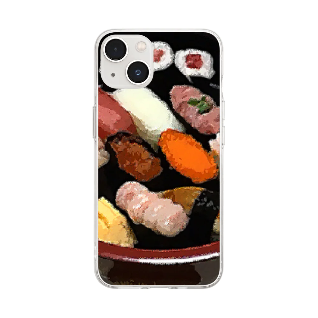 脂身通信Ｚのお寿司_握り寿司_寿司桶盛り込み_220830 Soft Clear Smartphone Case