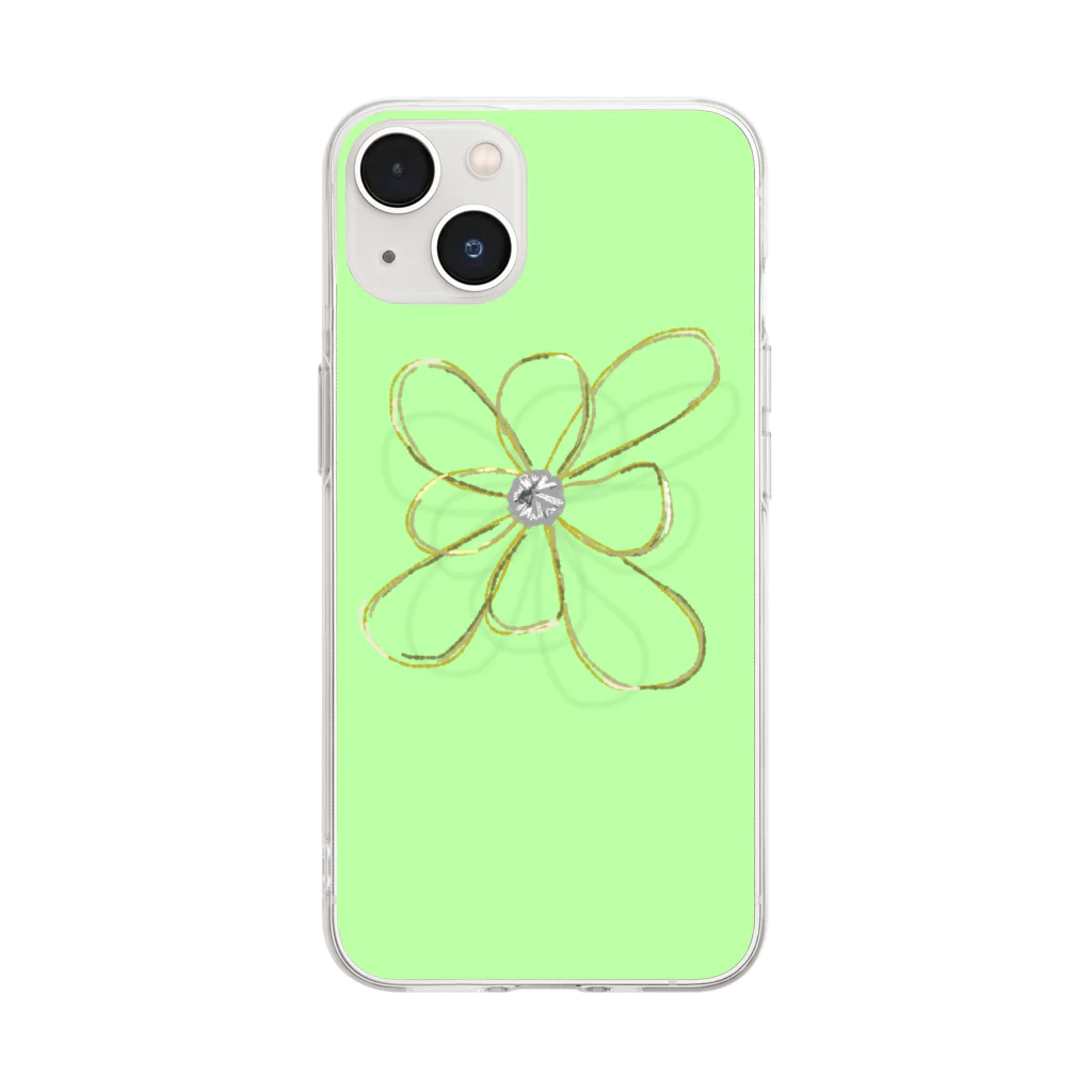 KUMIUCHIのお花ーきみどり Soft Clear Smartphone Case