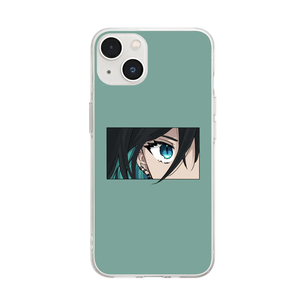 19cro_の黒髪インナーカラーの女の子 Soft Clear Smartphone Case