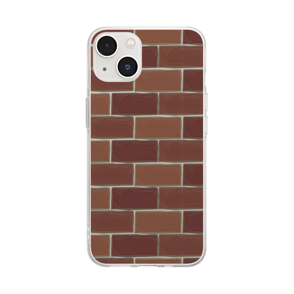 chicodeza by suzuriのレンガ柄 Soft Clear Smartphone Case