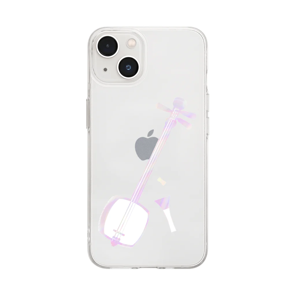 綾錦工房 りこりすの津軽三味線【彩雲】- 構 Soft Clear Smartphone Case