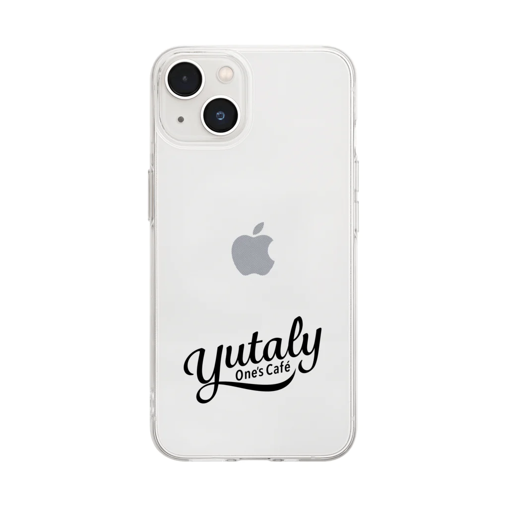 Wave Sun DesignのYutaly One’s Cafe グッズ（ブラックロゴ） Soft Clear Smartphone Case