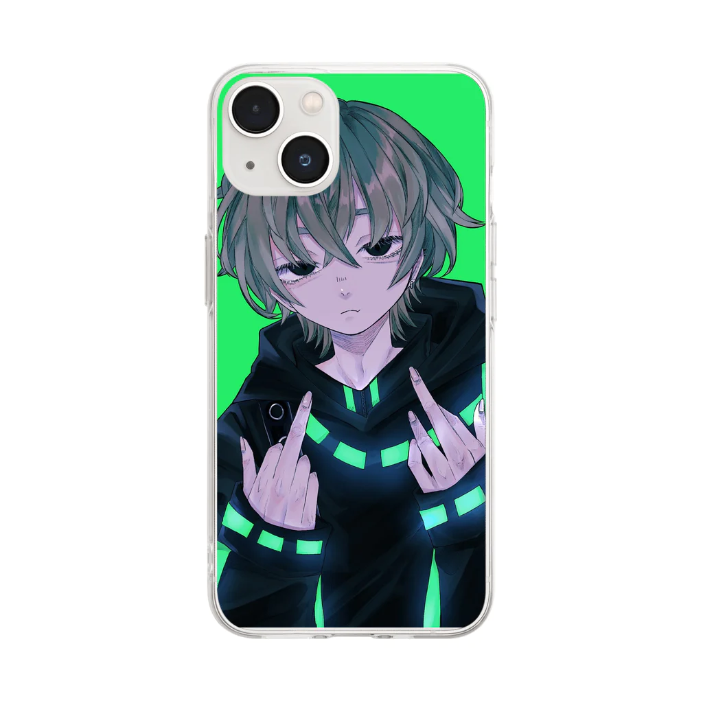 ALONE...の厨二病くん Soft Clear Smartphone Case