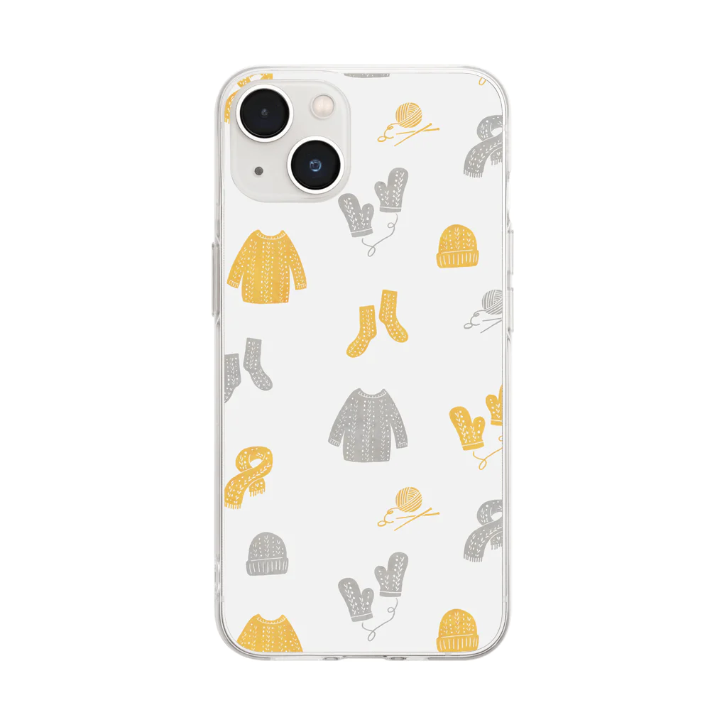 ..lineの冬小物イラスト Soft Clear Smartphone Case