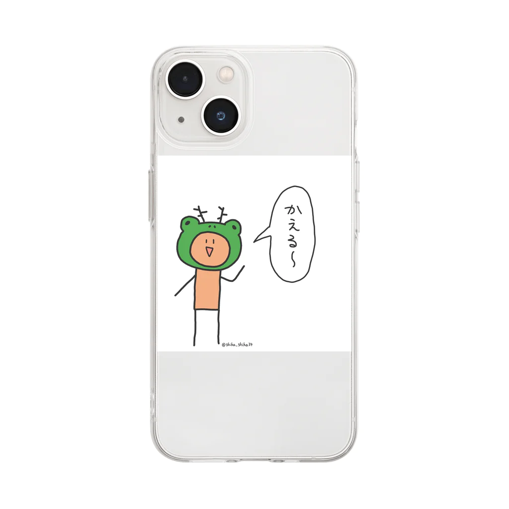 小ゆりのカエルシカくん Soft Clear Smartphone Case