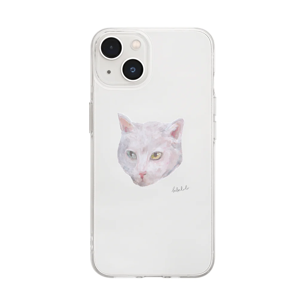 bebeluluのオッドアイ・キャット Soft Clear Smartphone Case