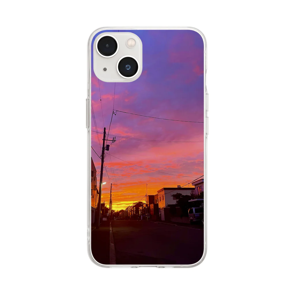 薄暮のあっという間の夕焼け Soft Clear Smartphone Case