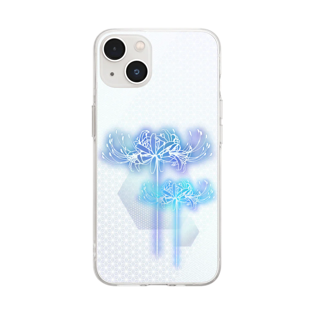 綾錦工房 りこりすの曼珠沙華 - 朧 【月光】 Soft Clear Smartphone Case