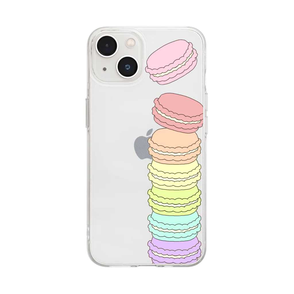 まろんカフェのマカロンつみつみ Soft Clear Smartphone Case