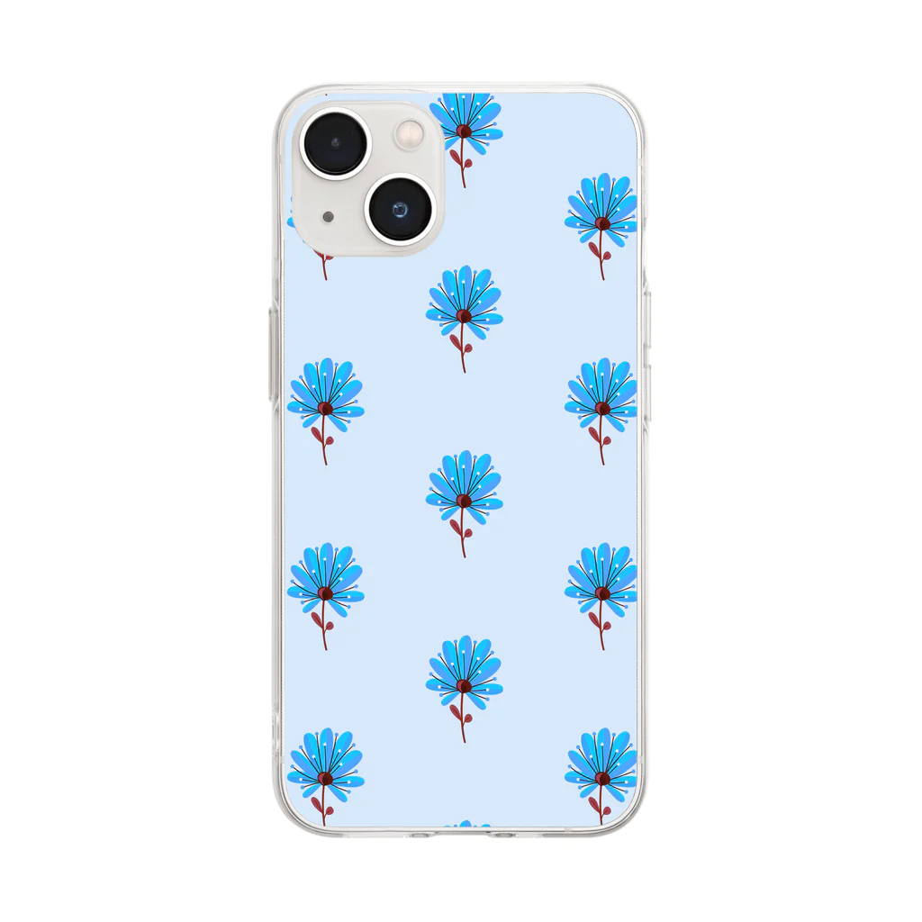 orange_honeyの花柄15 Soft Clear Smartphone Case