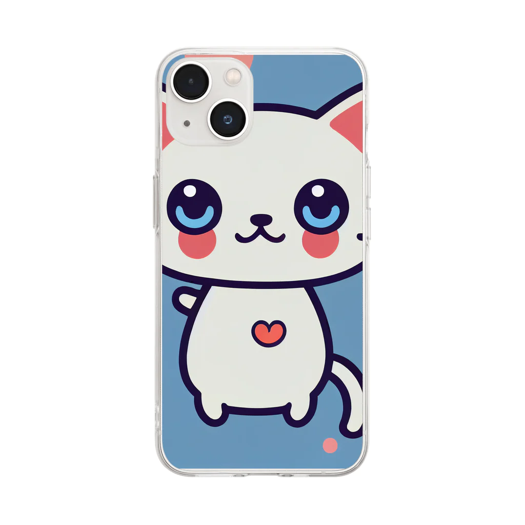 A31eの狛猫のミケ「はーとびーと」 Soft Clear Smartphone Case