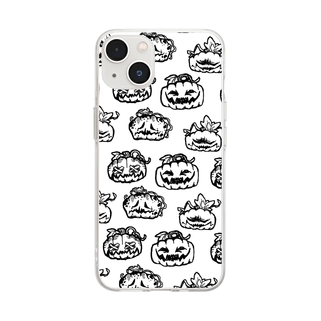 むくむにのハロウィンのかぼちゃたち Soft Clear Smartphone Case