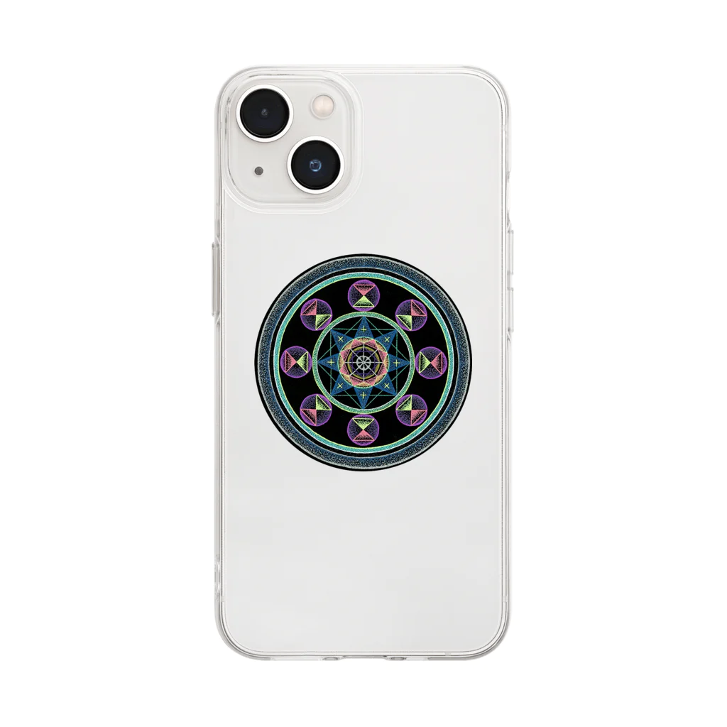 点描曼荼羅グッズのMandala#1(丸) Soft Clear Smartphone Case