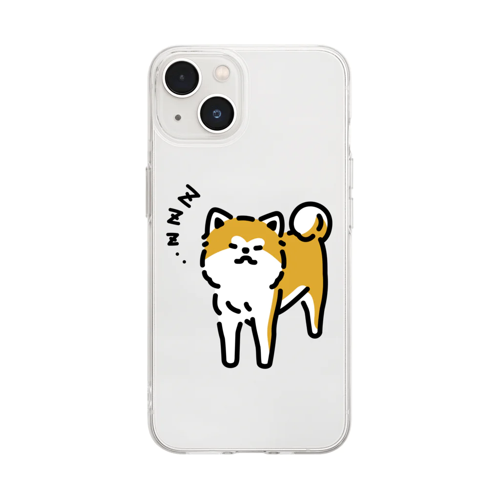 おもかわ〜おもしろい・かわいい専門店〜の立ち寝秋田犬 Soft Clear Smartphone Case