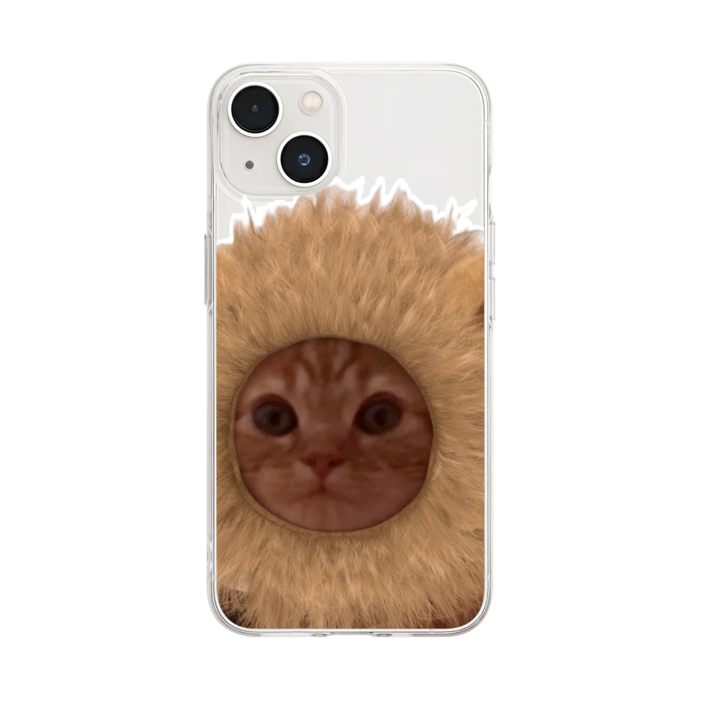 茶太郎🐱とモンブランの茶太郎のライオンに変身シリーズ Soft Clear Smartphone Case