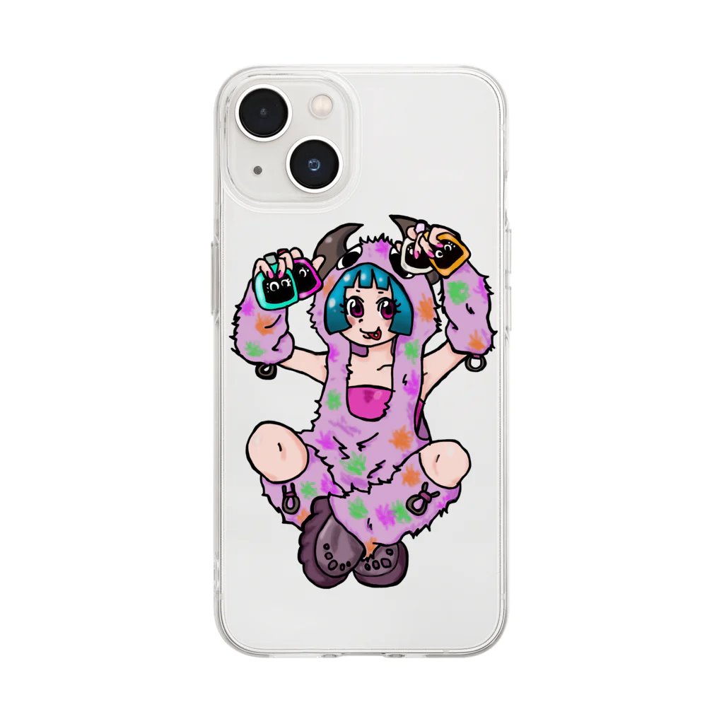 あやしいおばさん くろまめさんの○ュアアルコール（ク○イナー） Soft Clear Smartphone Case