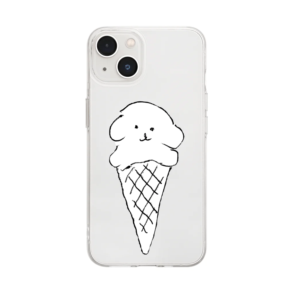 🍑のソフトクリーム犬(けん) Soft Clear Smartphone Case