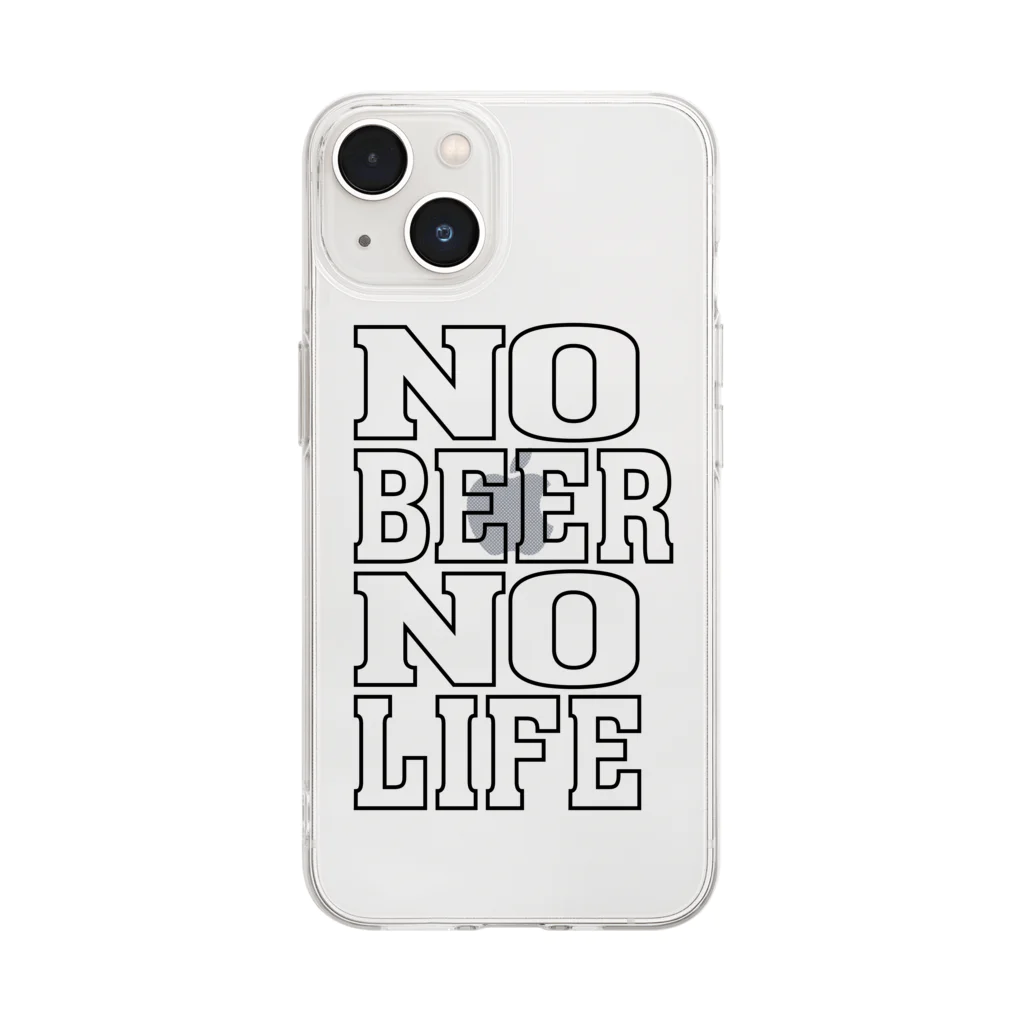 AliviostaのNo Beer No Life ノービアーノーライフ ビールロゴ B Soft Clear Smartphone Case