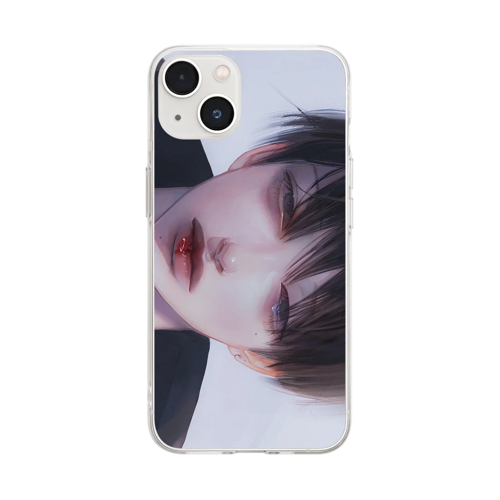 烏帽子 眇眼の【朝】 Soft Clear Smartphone Case