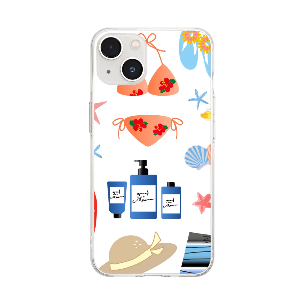 orange_honeyの海水浴1 Soft Clear Smartphone Case