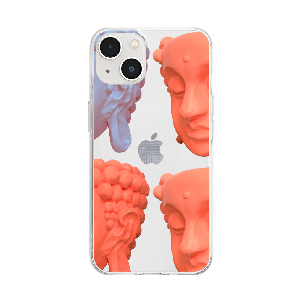 おまめさぼてんのPINKBUDDHAHEAD Soft Clear Smartphone Case