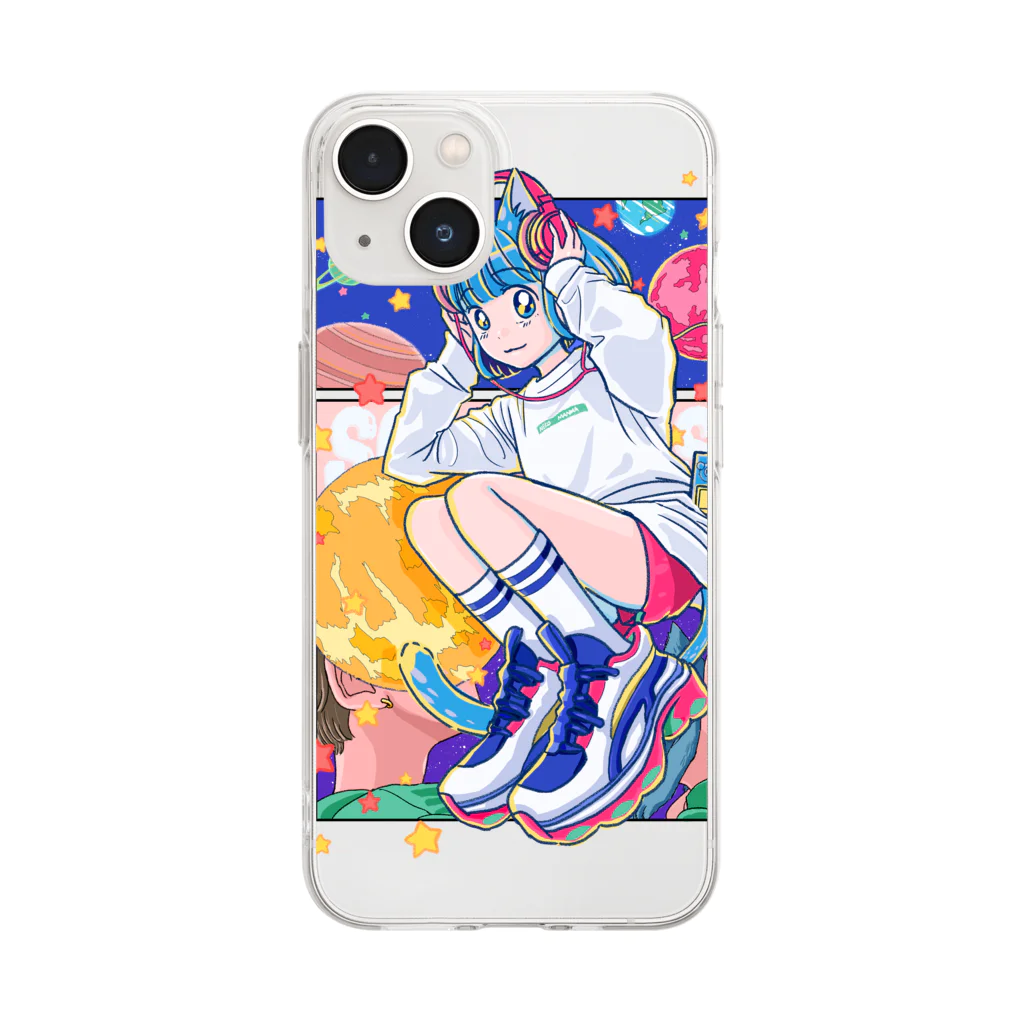 こばやし少女の無重力猫 Soft Clear Smartphone Case