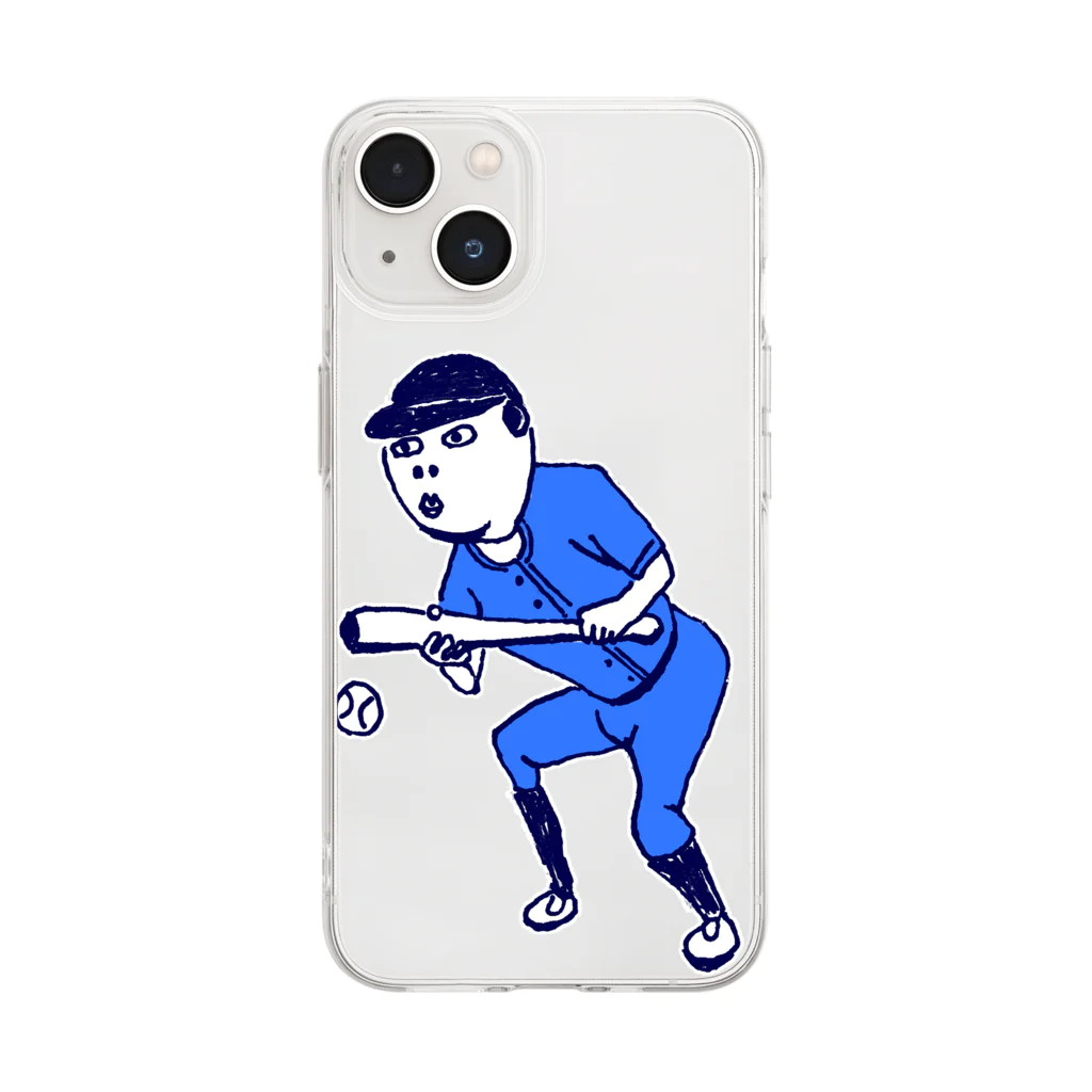 NIKORASU GOのこの夏おすすめ！野球デザイン「バント」＜文字なし＞（Tシャツ・パーカー・グッズ・ETC） Soft Clear Smartphone Case