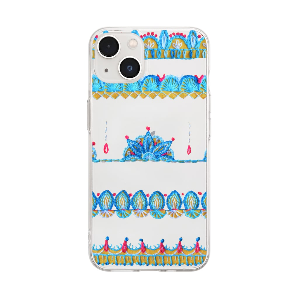 ネルネルテルネのナマステ刺繍 ✺ ホワイト Soft Clear Smartphone Case