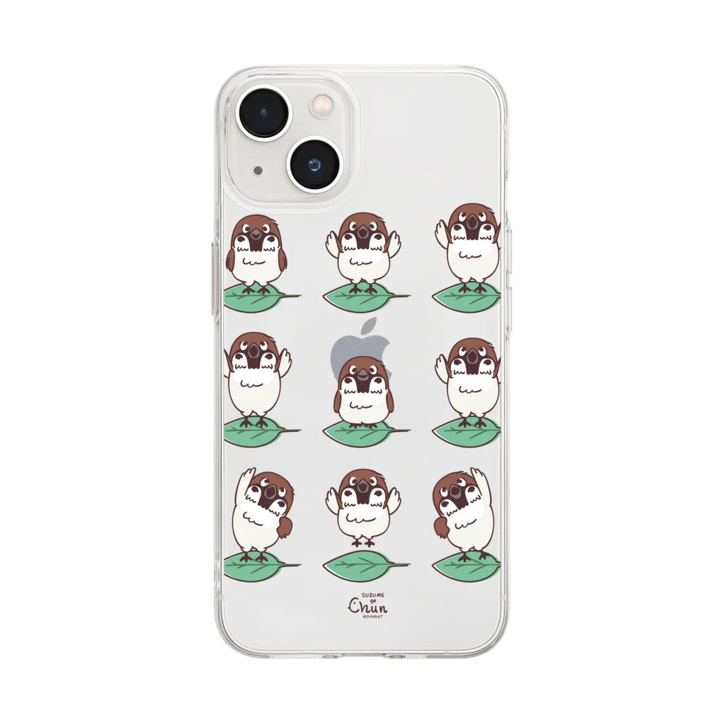 イラスト MONYAAT のスズメがちゅん　体操ちゅん Soft Clear Smartphone Case