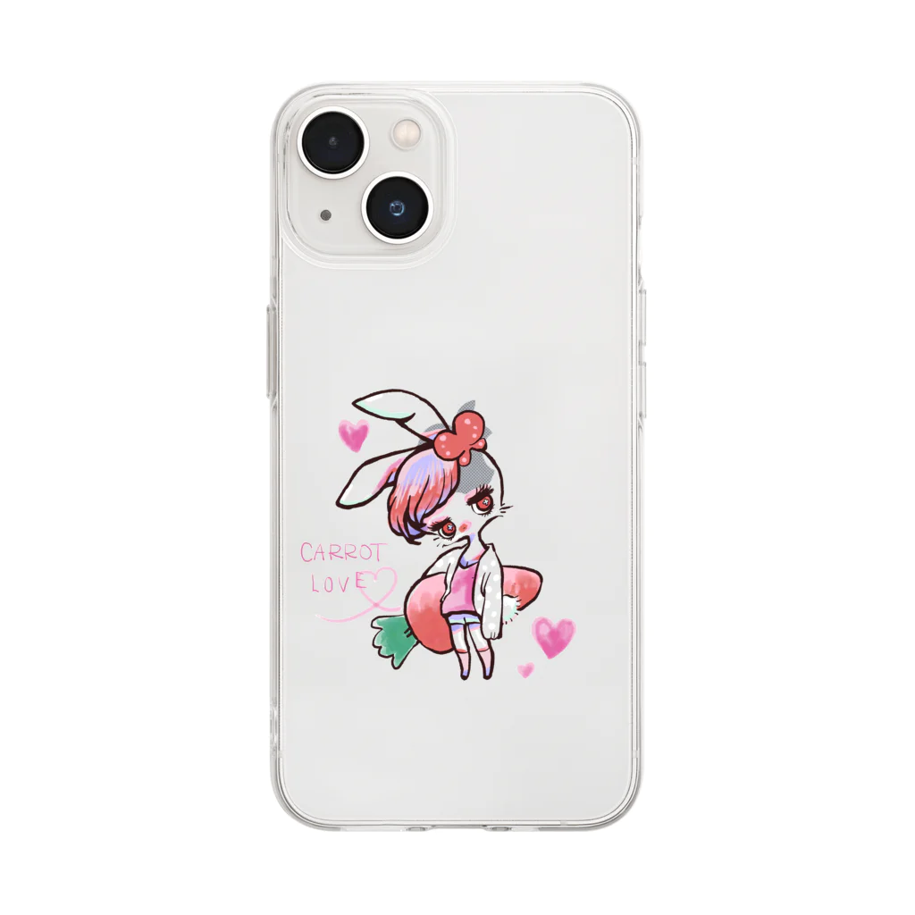 yuca(b_side)のうさぎ Soft Clear Smartphone Case