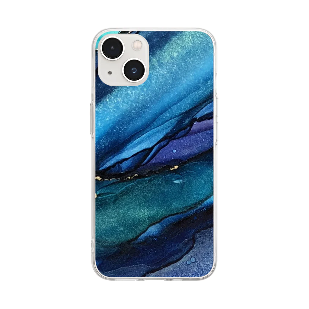 Artirie art studio のBlue wave  Soft Clear Smartphone Case