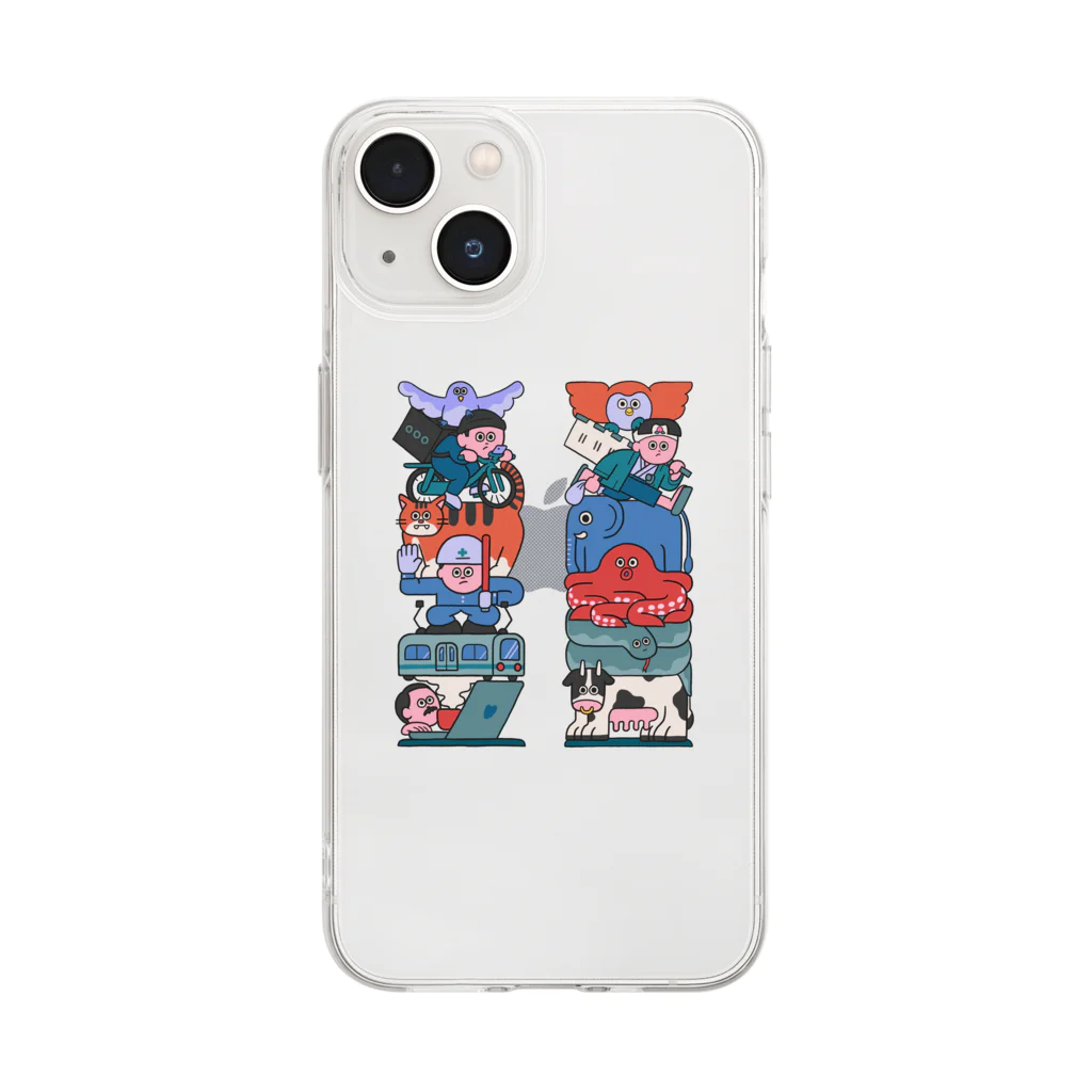 YESMOのwkwk totem pole Soft Clear Smartphone Case