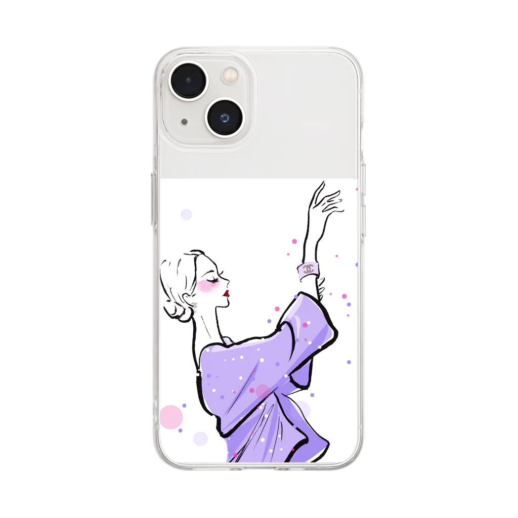 Jojo Yan | A Fashion Illustratorのバレリーナ Soft Clear Smartphone Case