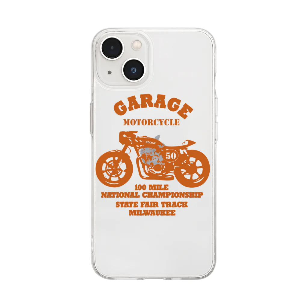 キッズモード某の武骨なバイクデザイン orange Soft Clear Smartphone Case