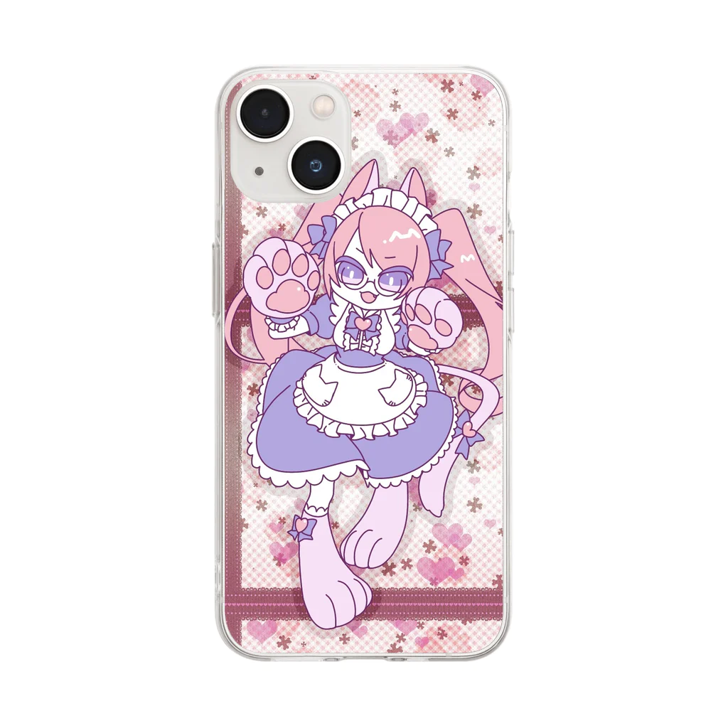 あかりのおみせやさんのねこメイドさん Soft Clear Smartphone Case