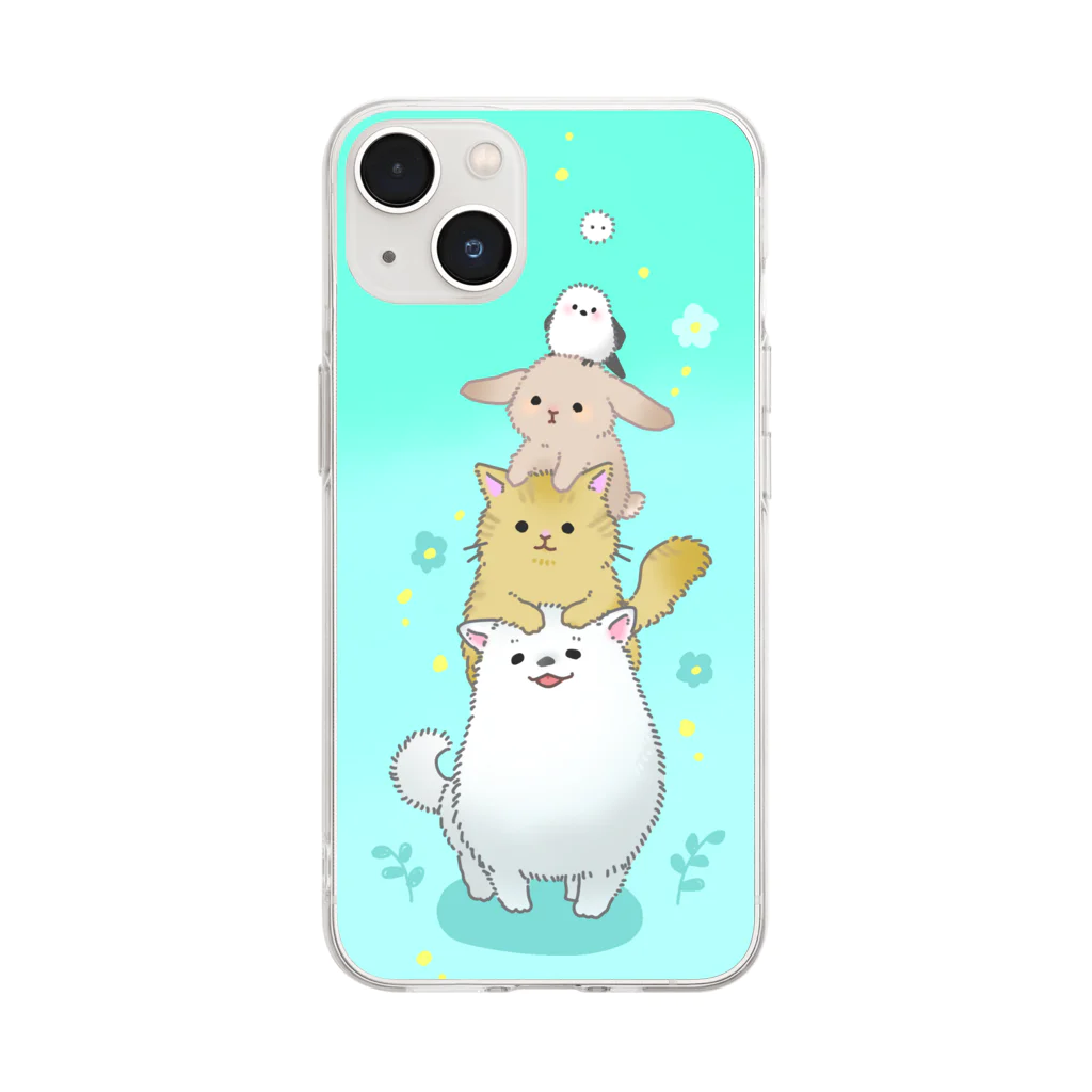 しろいいぬのブレーメンのふわふわ隊 Soft Clear Smartphone Case