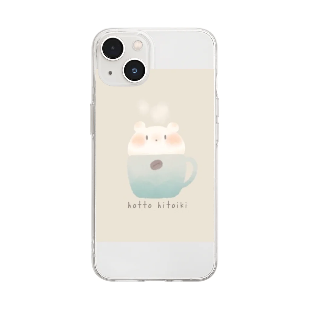 くまぽてとのしろくまくん ラテアート Soft Clear Smartphone Case