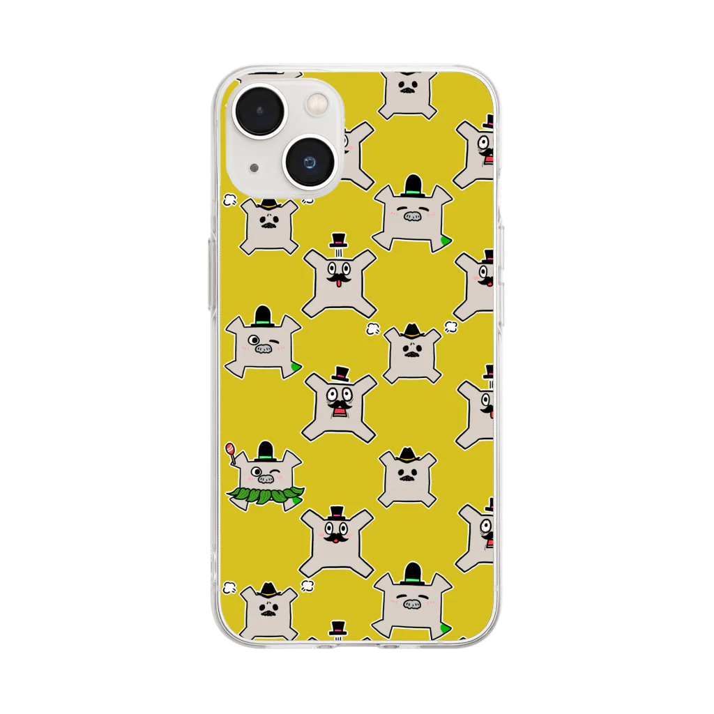 ジャングルのTシャツ屋さんの墳丘墓の紳士達（スマホケース） Soft Clear Smartphone Case