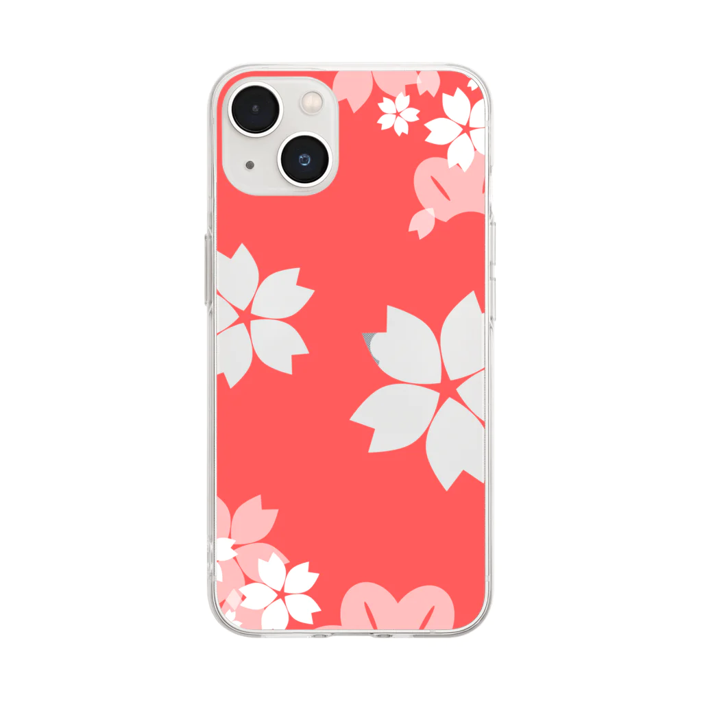 HonNeの桜松（赤） Soft Clear Smartphone Case